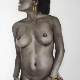 nu et serviette rose