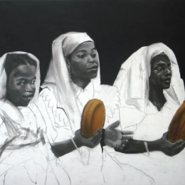 trois femmes et tambourins