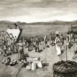 la barge; dessin préliminaire